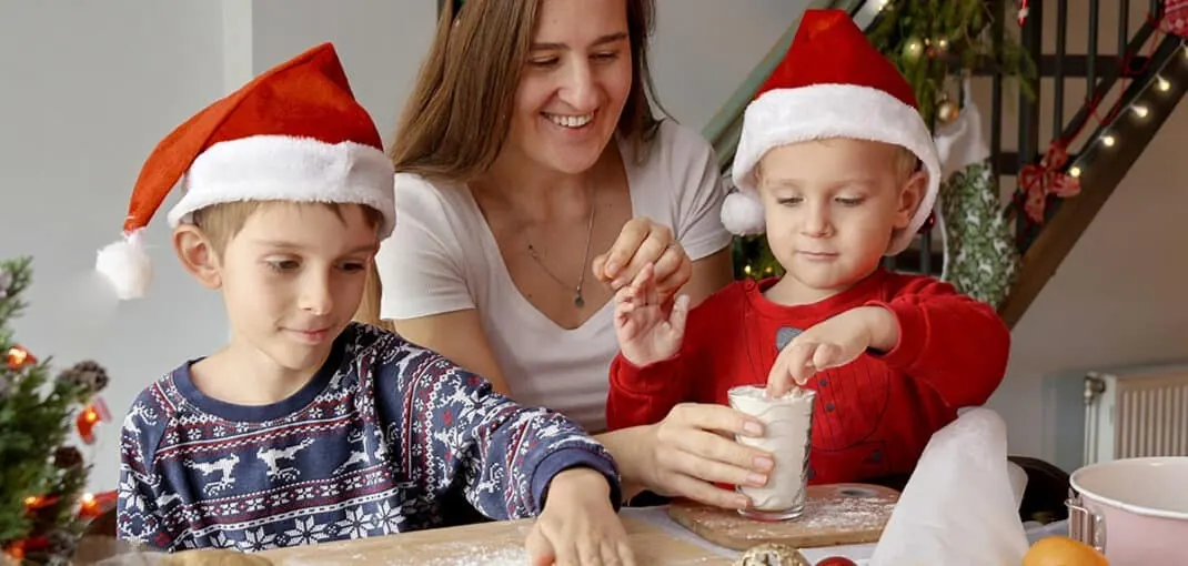 happy family cooking with kids